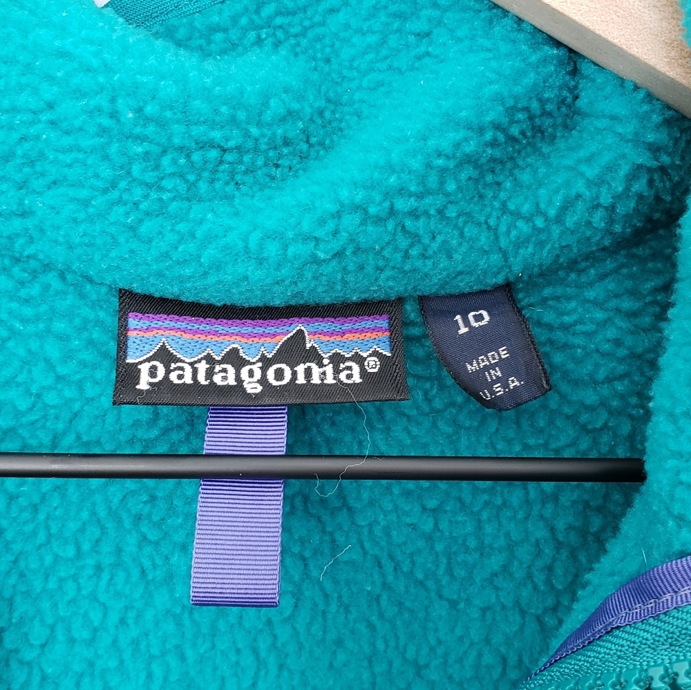 Patagonia Teal Vintage Deep Pile Retro Zip Up Fleece Jacket Made in USA - Picture 5 of 5